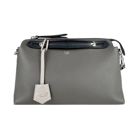 Fendi By the Way Medium Shoulder Bag in Charcoal Gray and Black Leather, Wome... - Picture 1 of 5